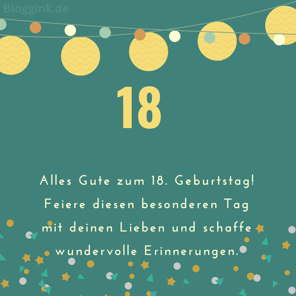 Geburtstagbilder Alles Gute zum 18. Geburtstag! Feiere diesen besonderen Tag mit deinen Lieben und schaffe wundervolle Erinnerungen.Bloggink.de