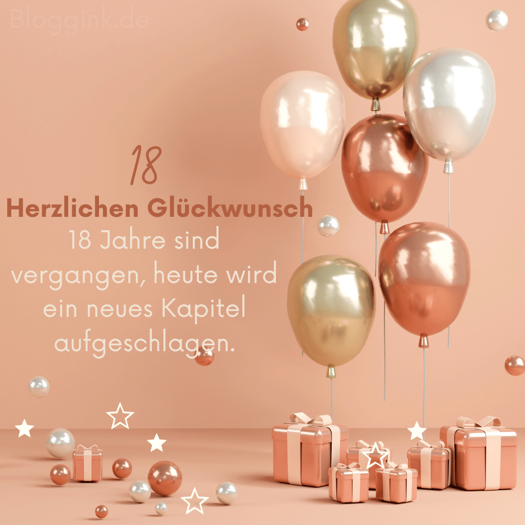 Geburtstagbilder Herzlichen Glückwunsch 18 Jahre sind vergangen, heute wird ein neues Kapitel aufgeschlagen.Bloggink.de