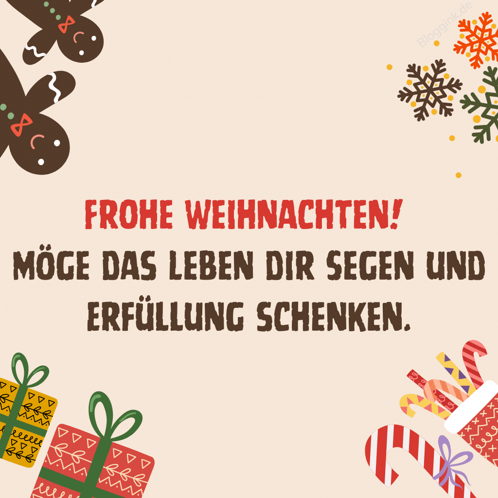 Weihnachtsbilder Frohe Weihnachten! Möge das Leben dir Segen und Erfüllung schenken.Bloggink.de