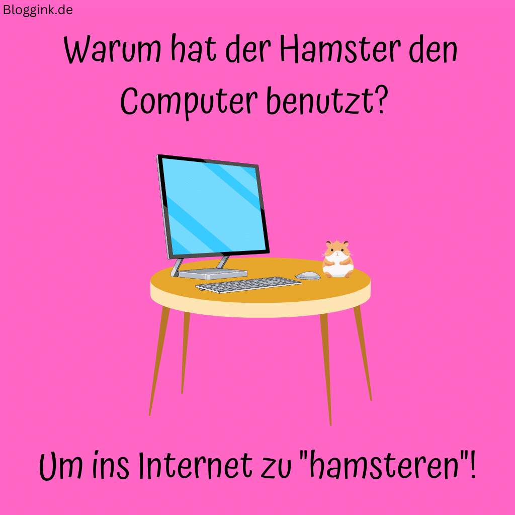 Witze für Kinder (Bilder) Warum hat der Hamster den Computer benutzt Um ins Internet zu hamsteren!Bloggink.de
