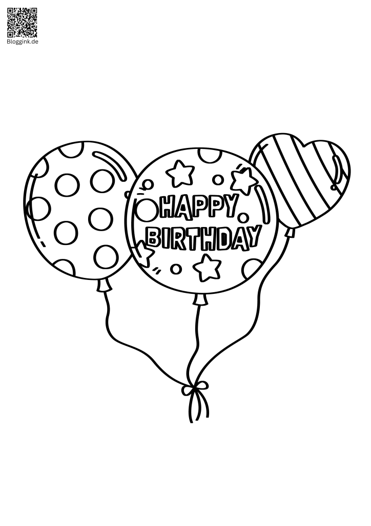 Geburtstagsausmalbilder von Luftballons Nr.3 Bloggink.de 