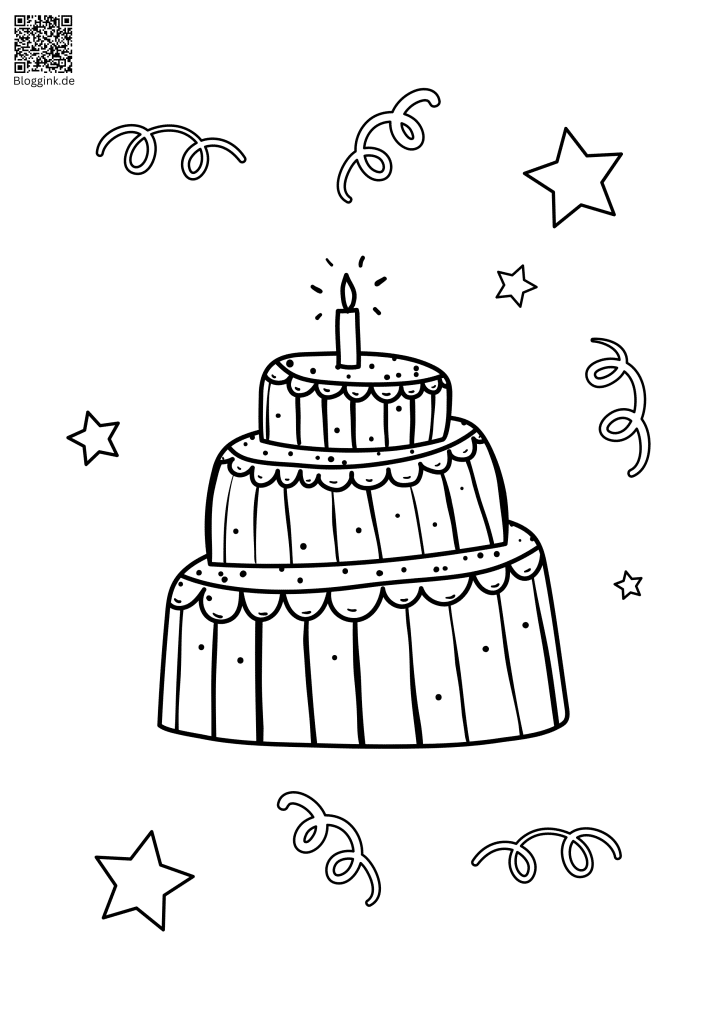 Geburtstagsausmalbilder von Kuchen Nr.4 Bloggink.de