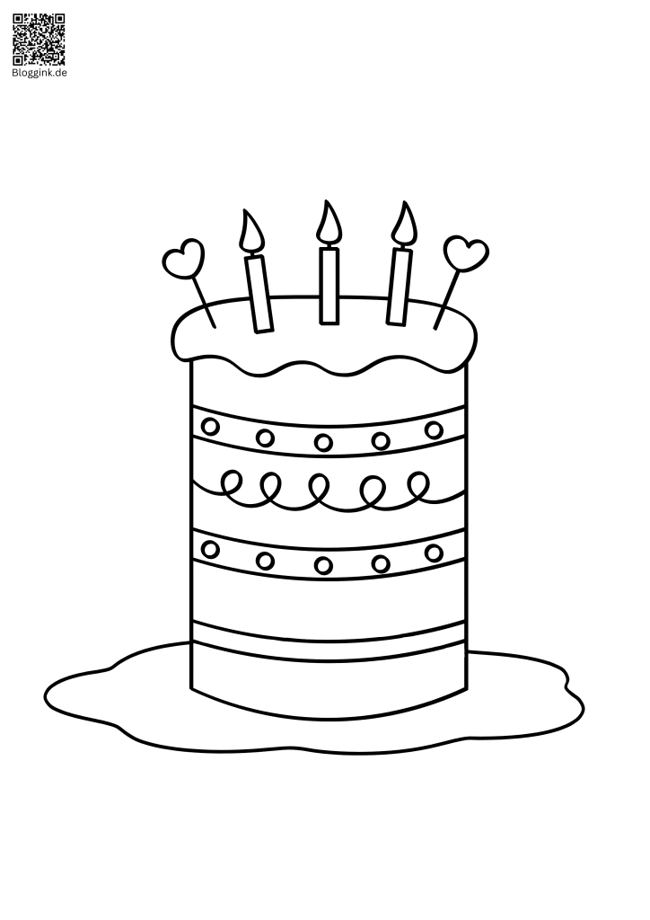 Geburtstagsausmalbilder von Kuchen Nr.5 Bloggink.de