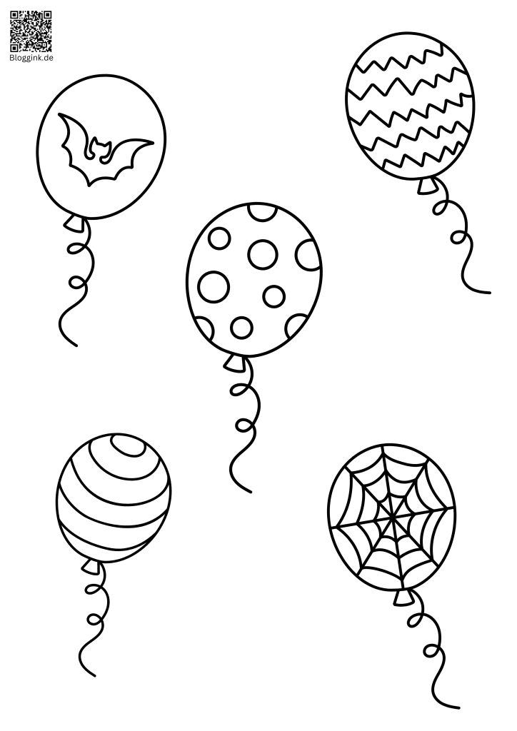 Geburtstagsausmalbilder von Luftballons Nr.7 Bloggink.de