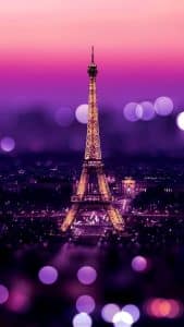 Eiffel Tower Night Bokeh Lights iPhone 5 Wallpaper