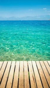 Tropical Ocean Clear Water Wooden Bridge iPhone 5 Wallpaper